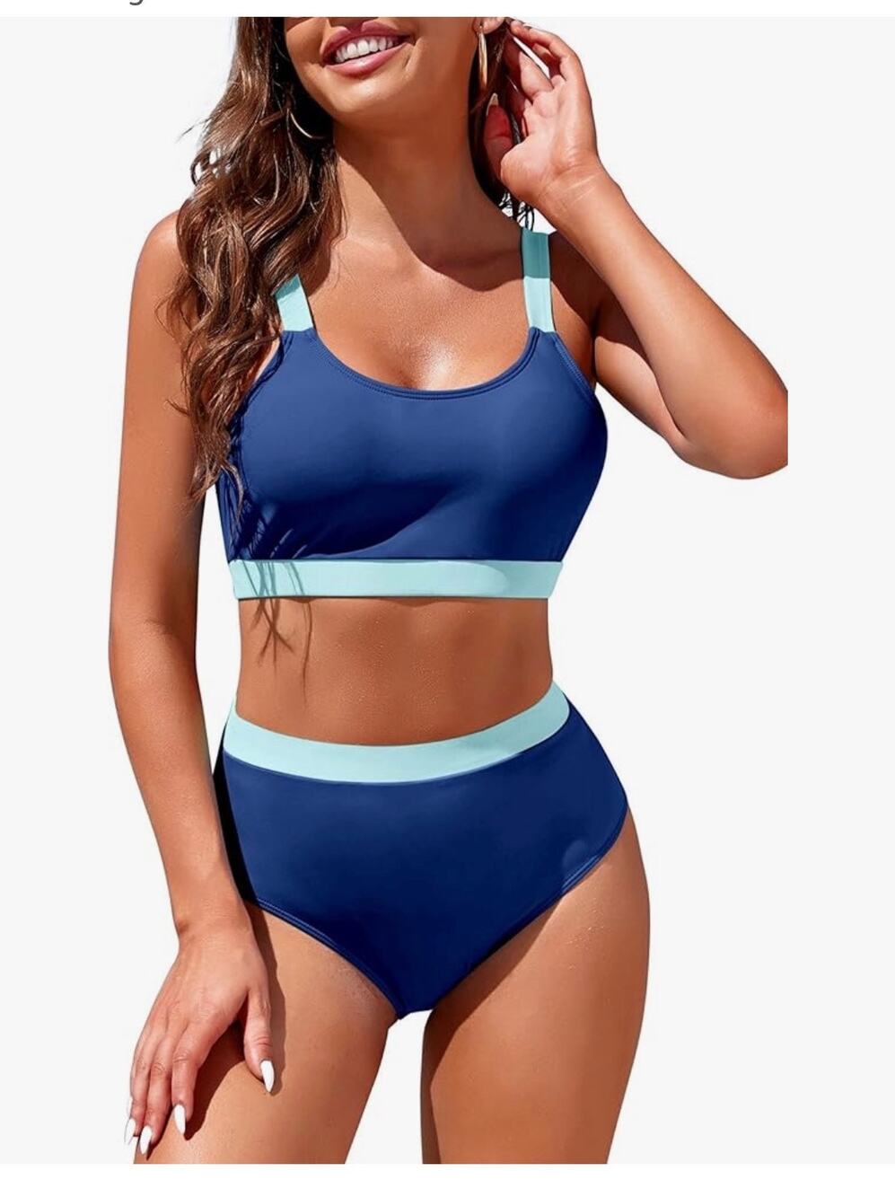NWT High Waisted Bikini Sets Sporty Crop Top Swimsuit Two Piece Bathing Suits S